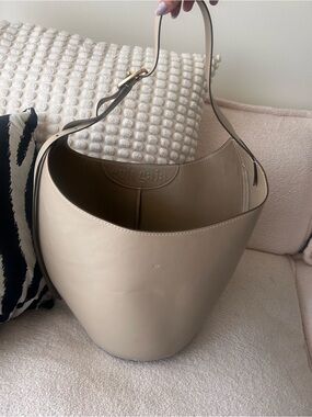 cult gaia taupe leather shoulder hobo bag